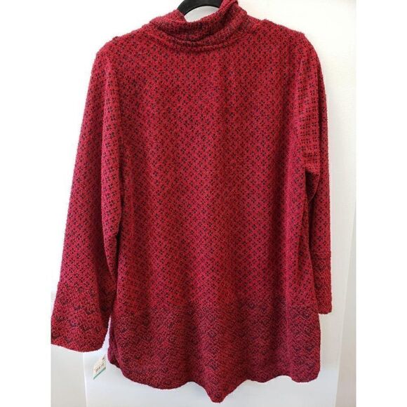 Plus Size Black/Red Soft Cowl-Neck Sweater Top 0X - Picture 4 of 5